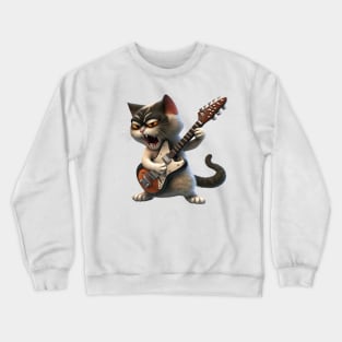 Cat playing a Guitar Crewneck Sweatshirt